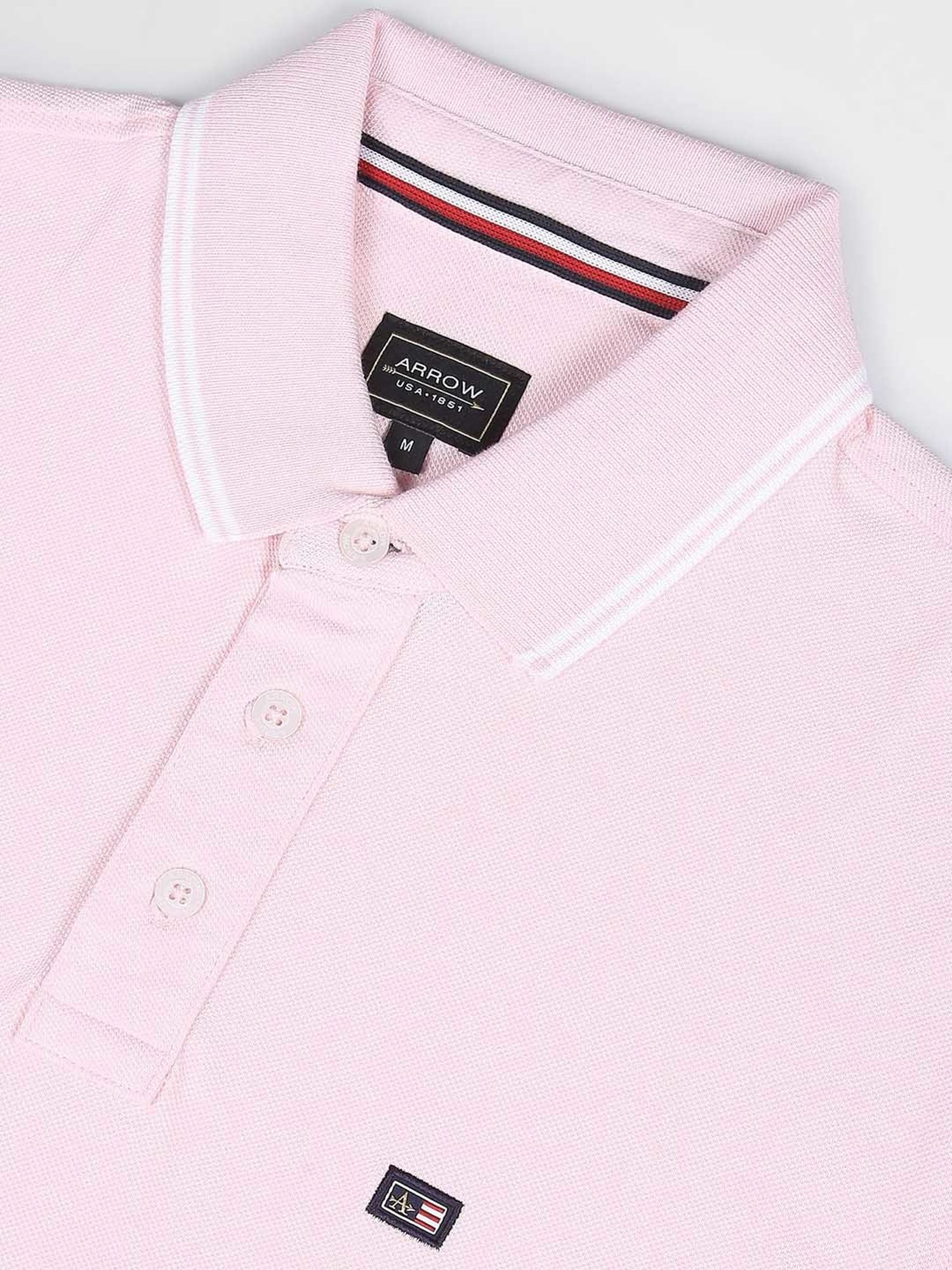 Arrow Sport Pink Cotton Regular Fit Polo T-Shirt