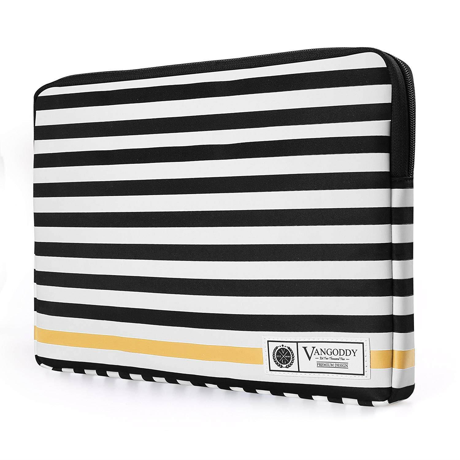 BABYLON 15.6" Laptop Tablet Sleeve Black White Accent Stripe Pattern Design For Apple MacBook Air / MacBook Pro / 13.3" Laptop Computer