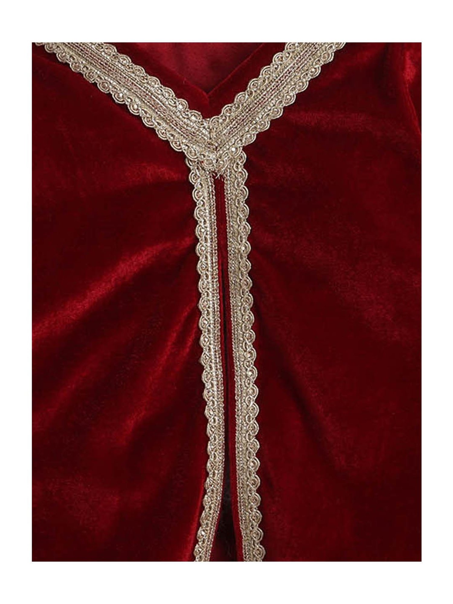 Many Frocks Kids Maroon Solid Kurti with Pyjamas