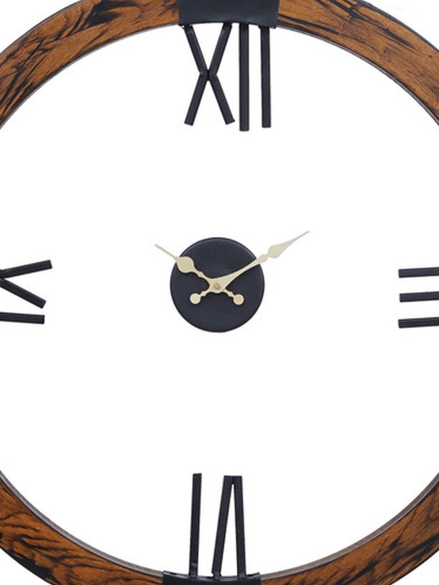 CHRONIKLE Brown Wood Elegance Round Dial Analog Roman Numbers Wall Hanging Clock