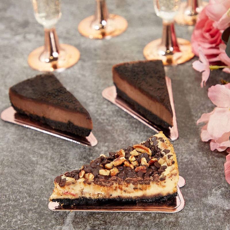 Sparkle and Bash 200 Pack Mini Cake Boards, Rose Gold Foil Triangle Dessert Bases (3 x 4.6 In)