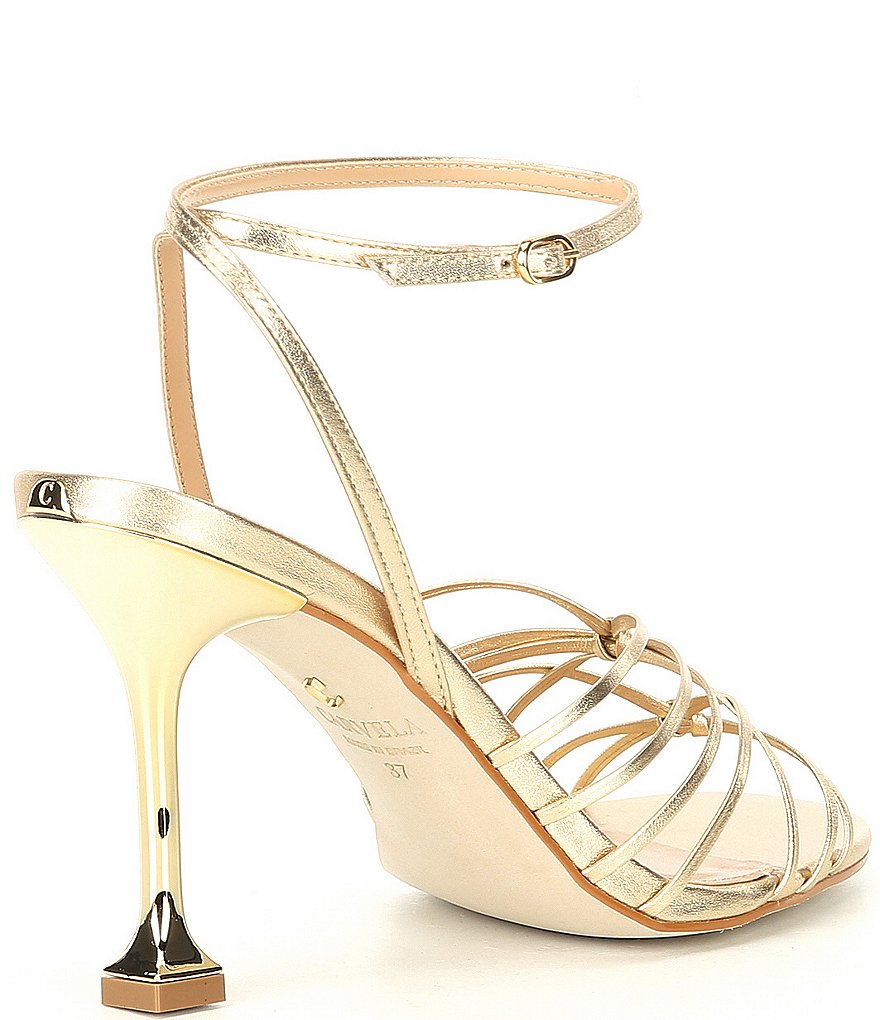 Carvela Glowing 90 Strappy Leather Ankle Strap Sculptural Heel Dress Sandals