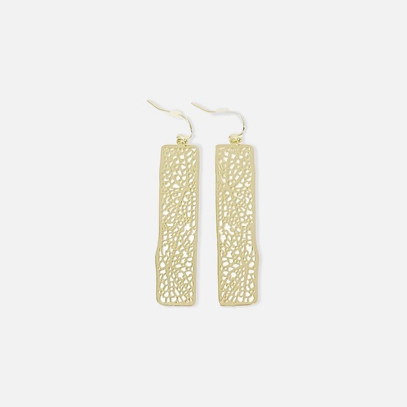 Sanctuary Project Rectangle Geometric Floral Drop Earrings Gold