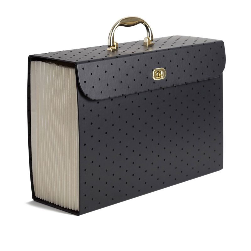 U Brands 19 Pocket Expanding File Box Black