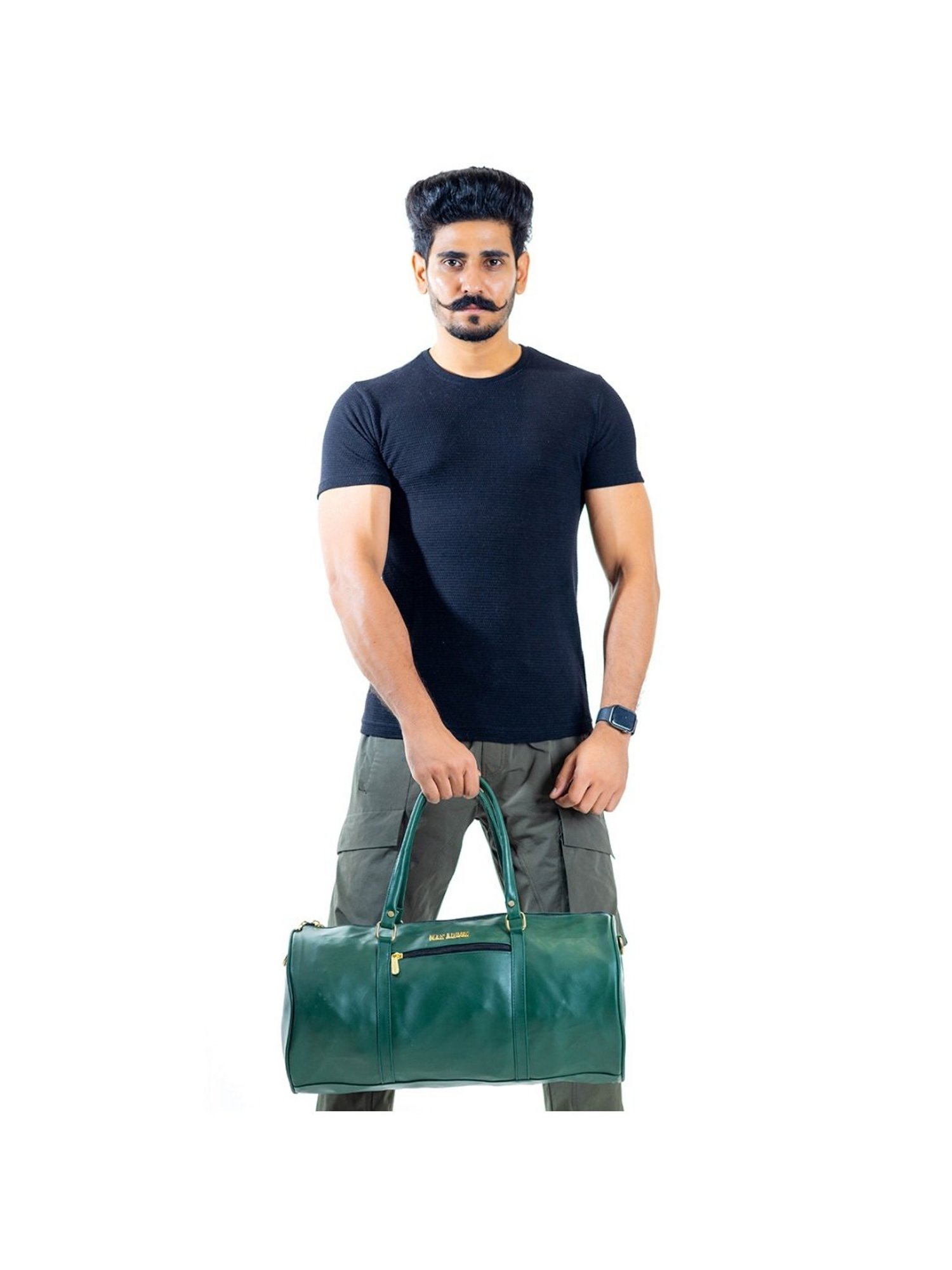 Man Arden Green Medium Leather Duffle Bag
