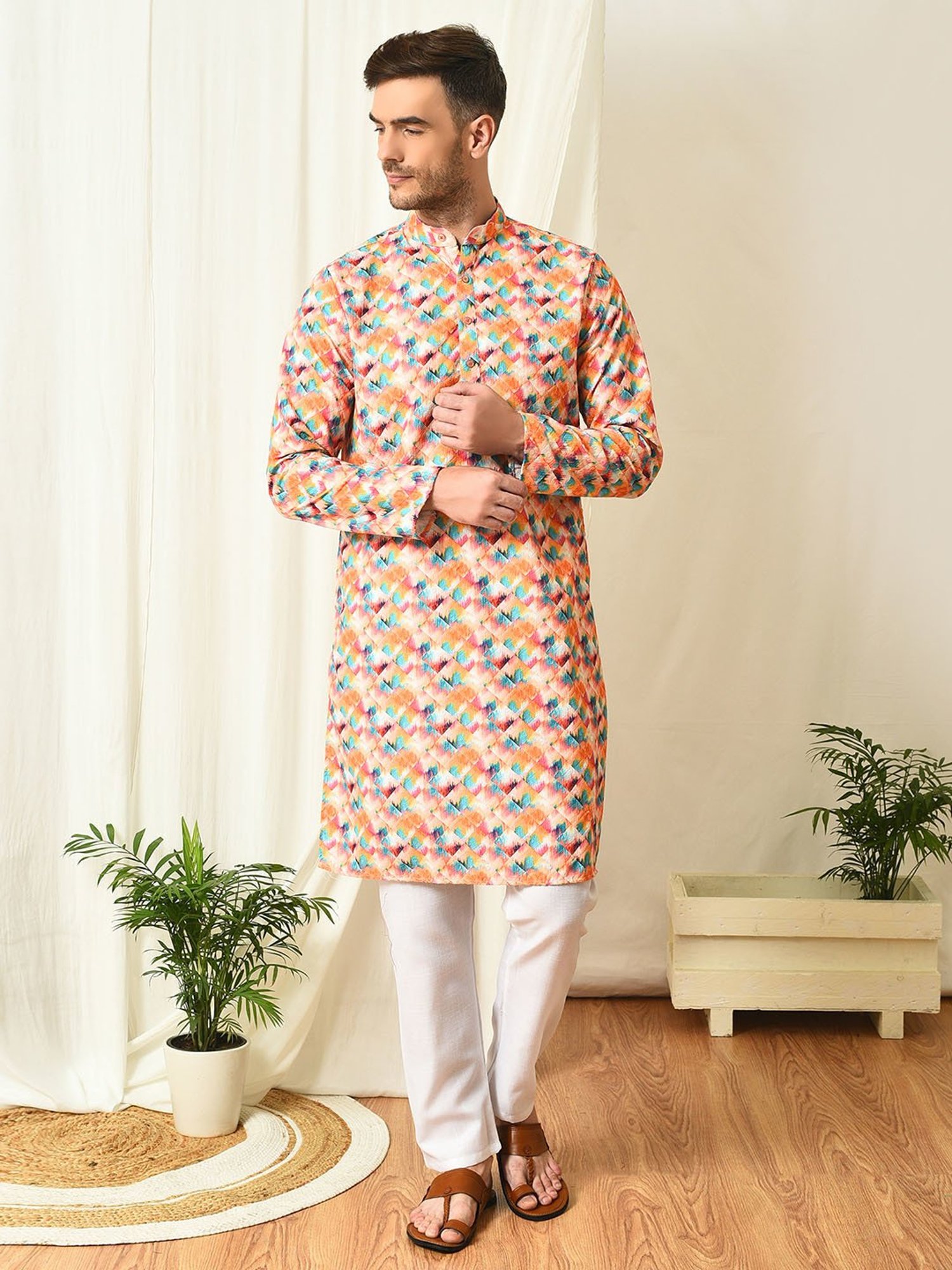 Hangup Multicolor Regular Fit Print Kurta & Pyjamas Set
