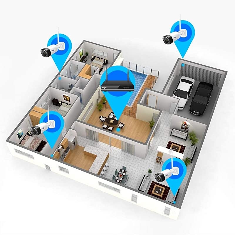 8ChannelAudio  Wireless Security Camera System4Pcs 1080P Cameras 8Channel NVRMobileampPC RemoteOutdoor IP66 WaterproofNight VisionMotion AlertPlugampPlay 724Motion Record1TB HDD