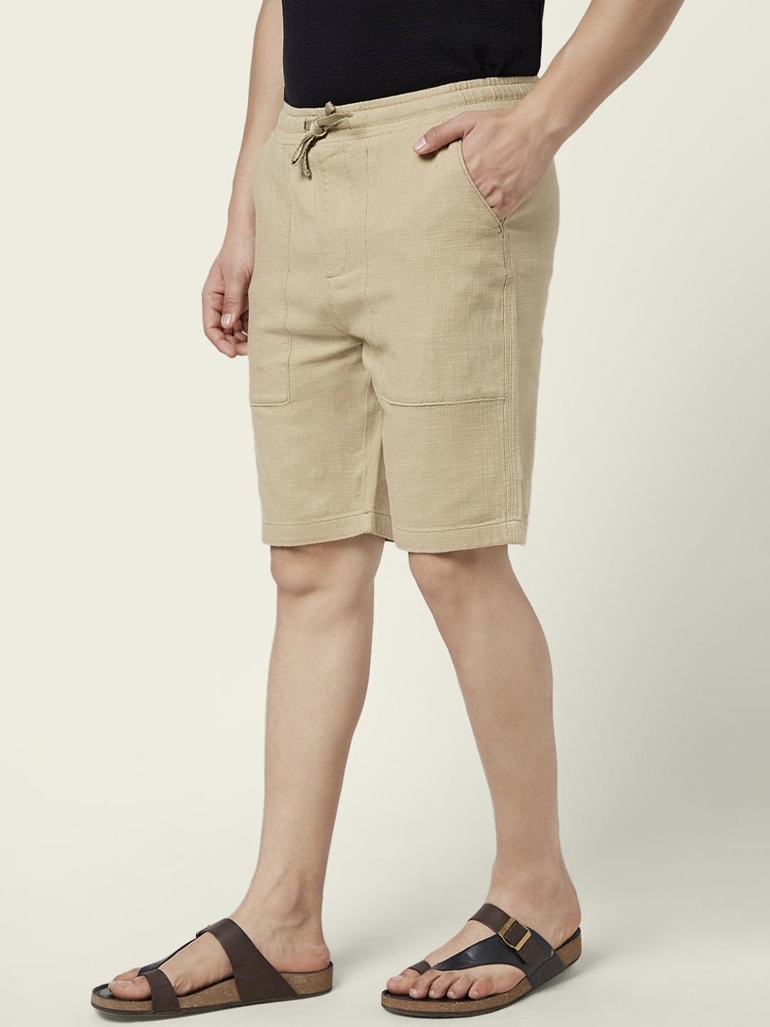 7 Alt By Pantaloons Khaki Cotton Slim Fit Shorts