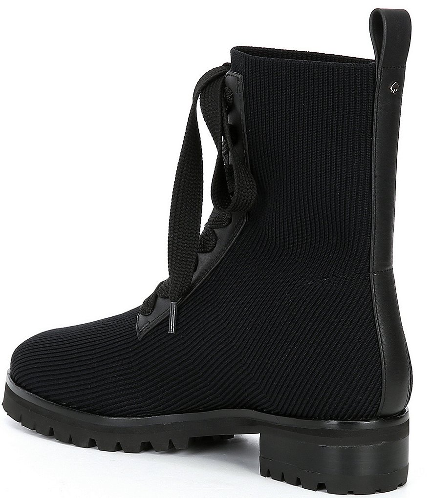 kate spade new york Merigue Knit Lace-Up Lug Sole Combat Booties