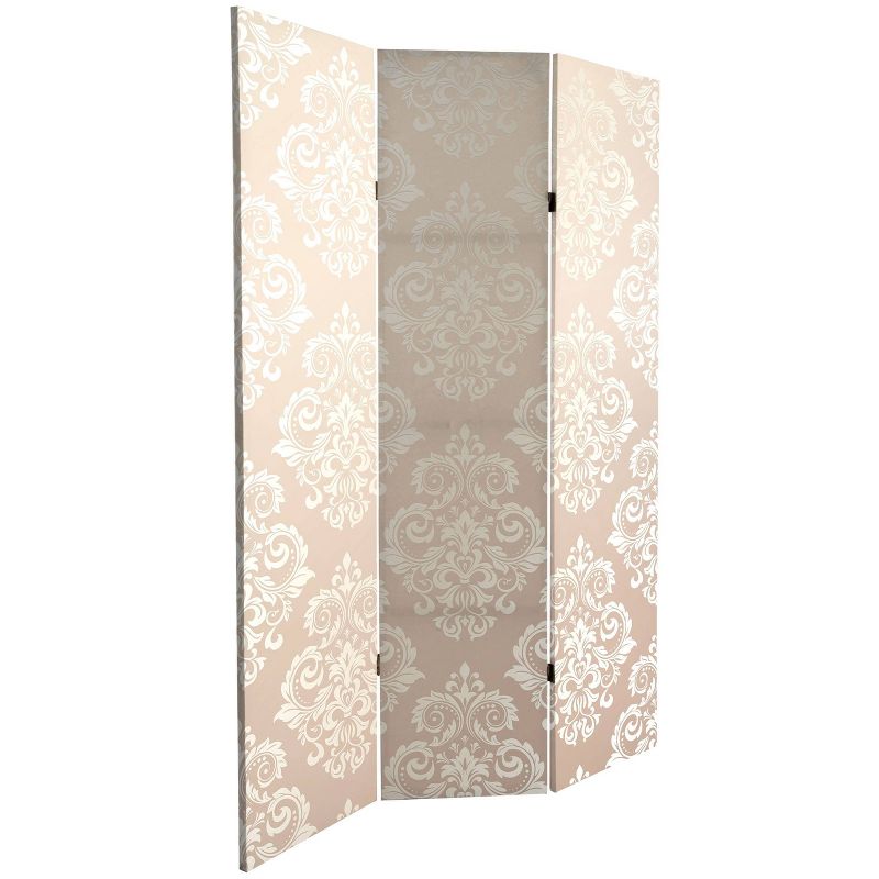 6" Double Sided Baroque Wallpaper Canvas Room Divider Gold - Oriental Furniture