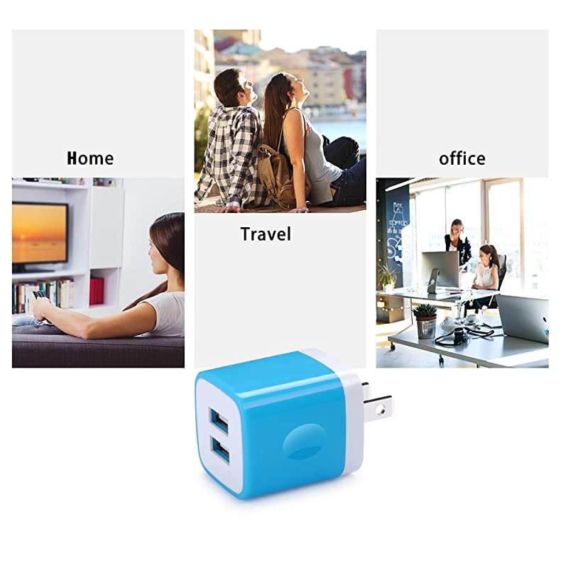 USB Wall Adapter Charger Block  5Pack 21Amp 5V Dual Port USB Power Adapter Wall Charger Plug Cube Compatible with Phone Xs Max XR X 8 7 6 Plus Samsung S10E S10 S9+ LG Moto Android More