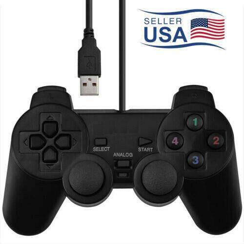 Black USB PC Computer Wired Gamepad Game Controller Joystick Rocker LR