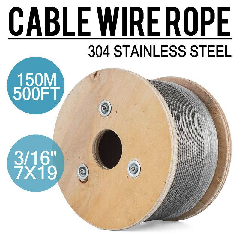 3/16 7x19 Stainless Steel Aircraft Cable 500ft Reel T304 150M Wire Rope