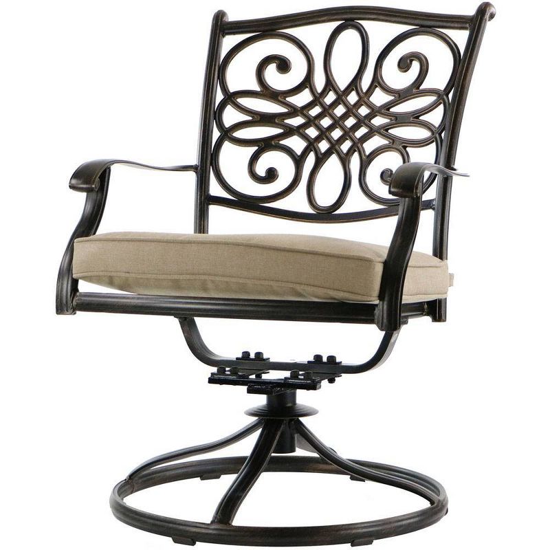 Hanover Traditions 9-Piece Square Dining Set with Eight Swivel Dining Chairs and a Large Dining Table - 60" x 60"