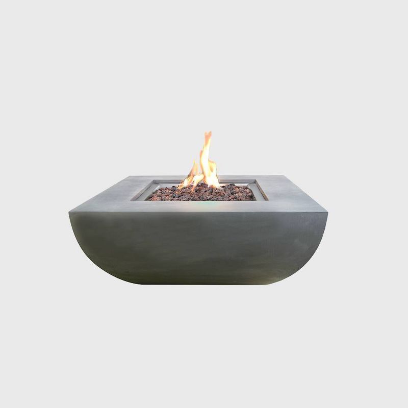 Westport Square Glass Concrete Natural Gas Fire Table - Matte Gray - Modeno