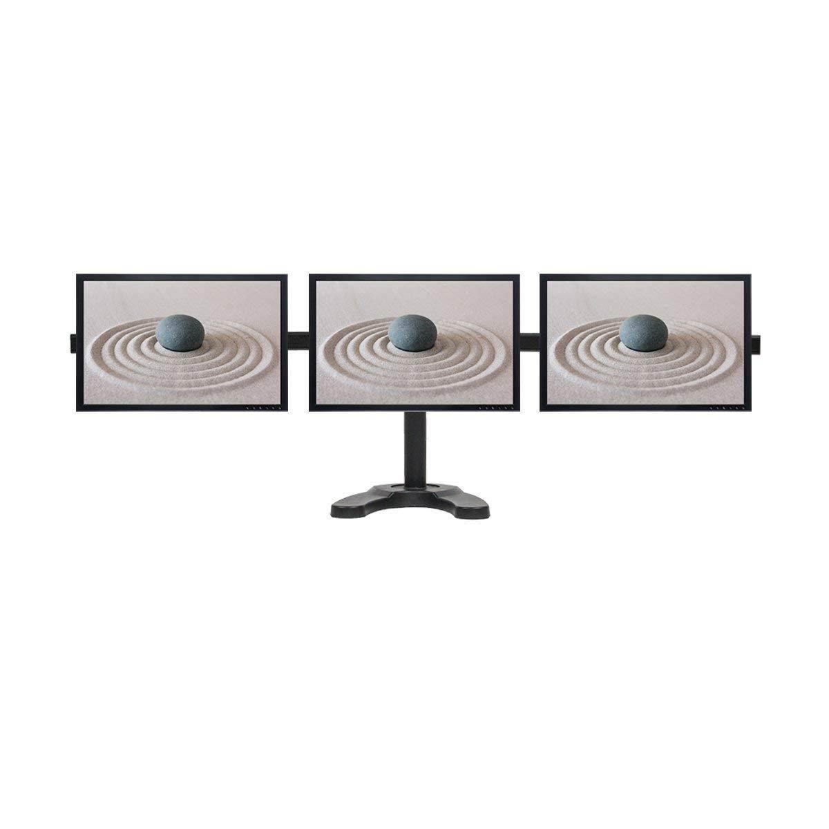 NavePoint Triple LCD Curved Monitor Mount Stand Free Standing With Adjustable Tilt Holds 3 Monitors Up To 24-Inches Black