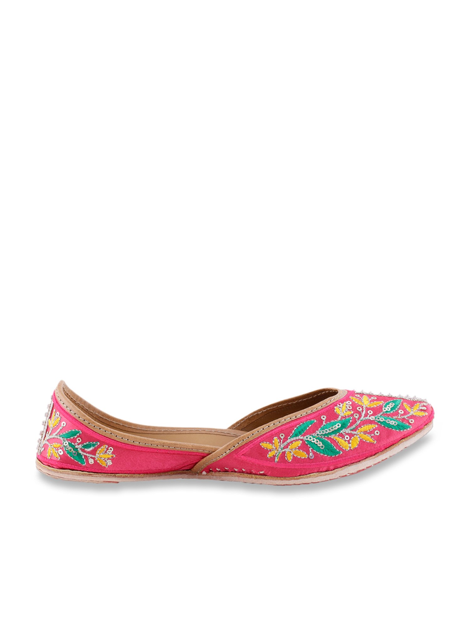 Glam Story Women's Mia Pink Ethnic Juttis