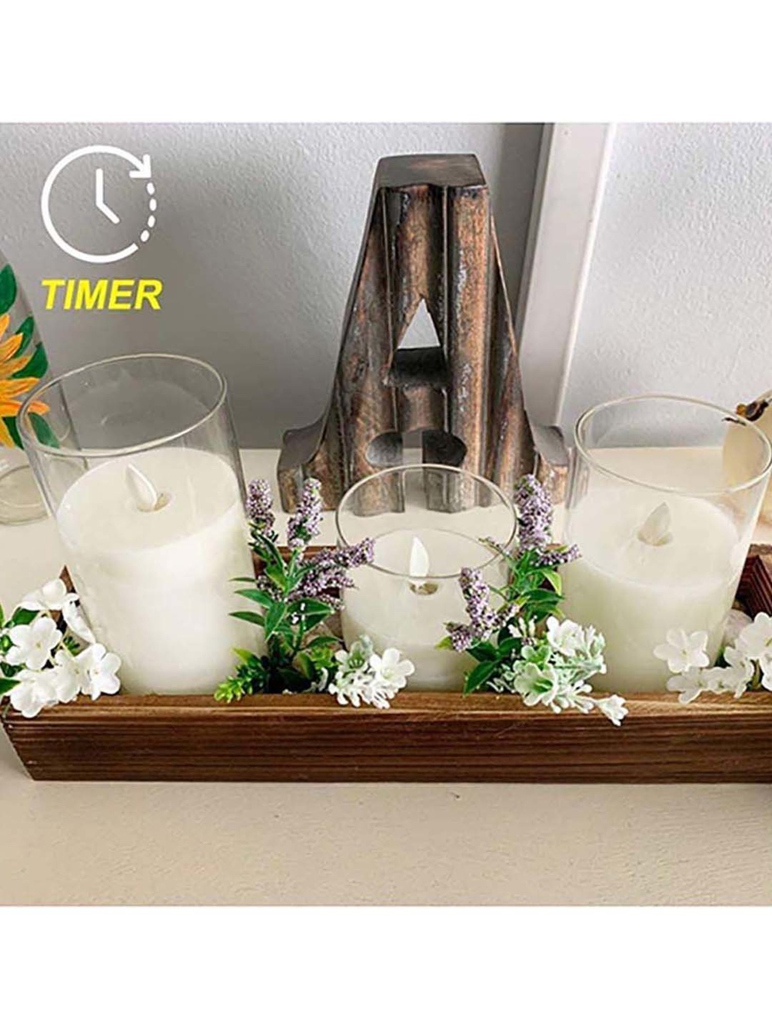 Xergy Glass Battery Operated Flameless LED Candles with Remote - Set of 3 (White)