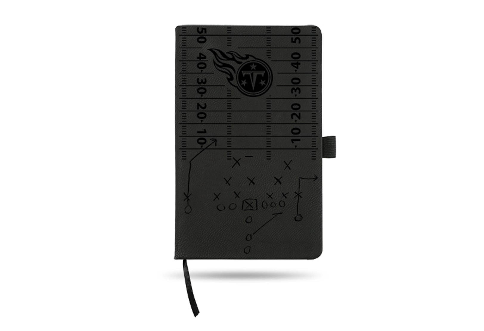 8.25" Black NFL Tennessee Titans Engraved Notepad with Elastic Band