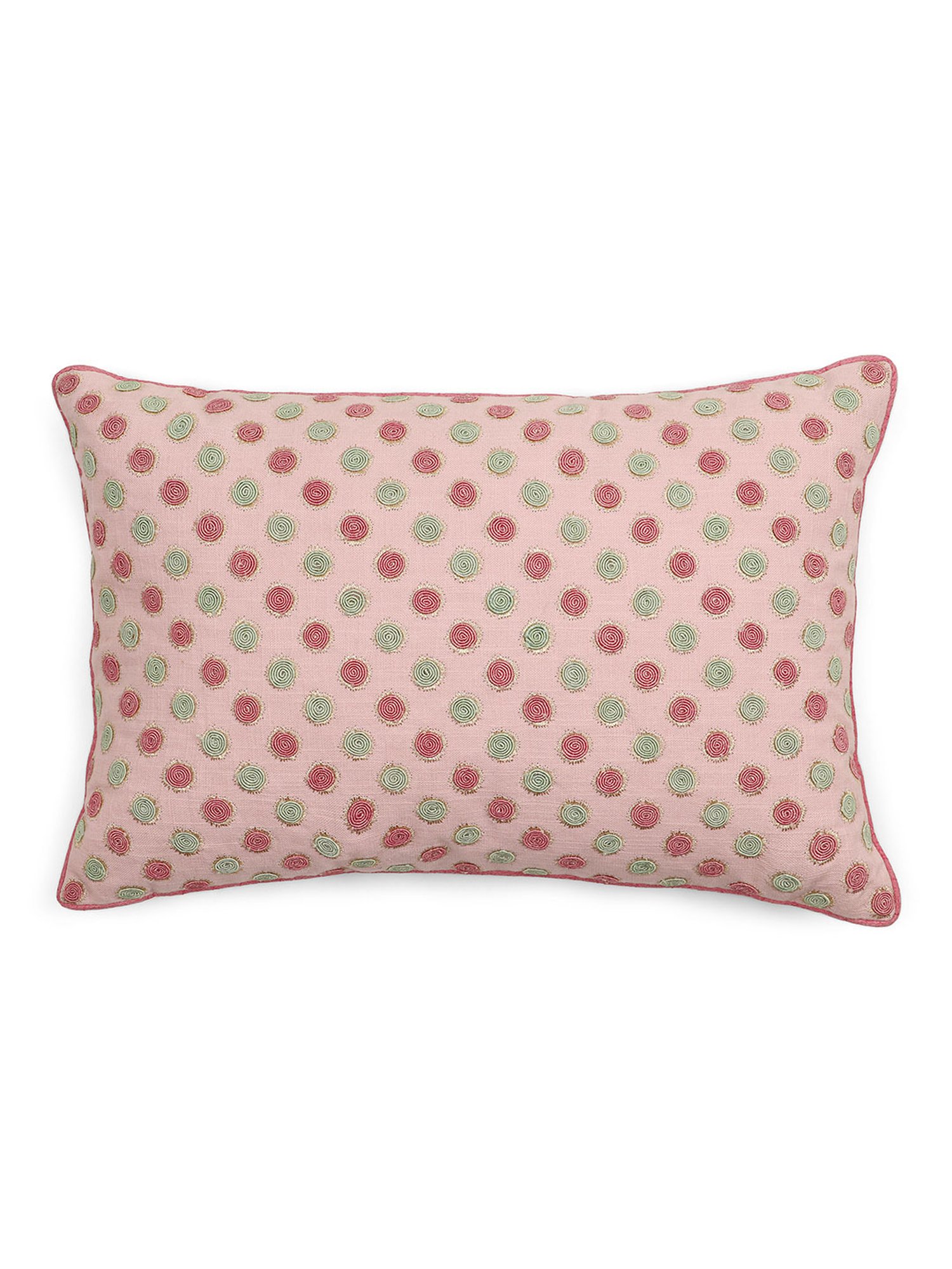 Pure Home and Living Pink Cotton Embroidery Cushion Covers