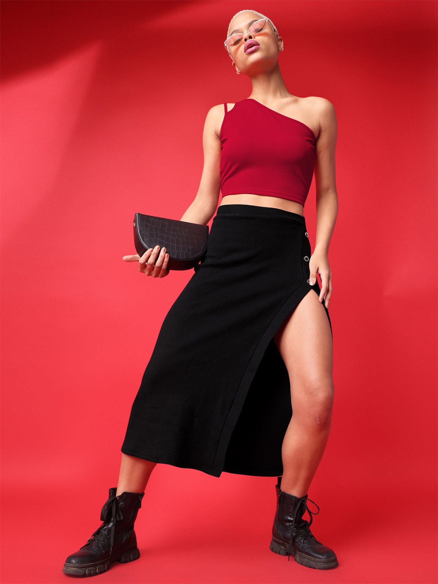 PURVAJA Red Regular Fit Crop Top