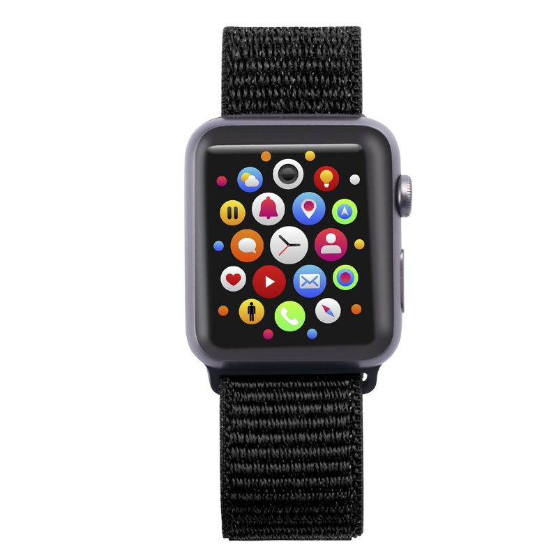 Insten Soft Woven Nylon Band for Apple Watch 38mm 40mm All Series SE 6 5 4 3 2 1, For Women Men Girls Boys Replacement Strap, Black