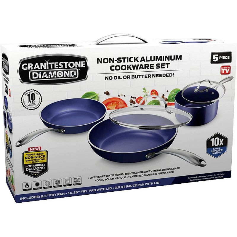Granitestone Blue 5pc Cookware Set