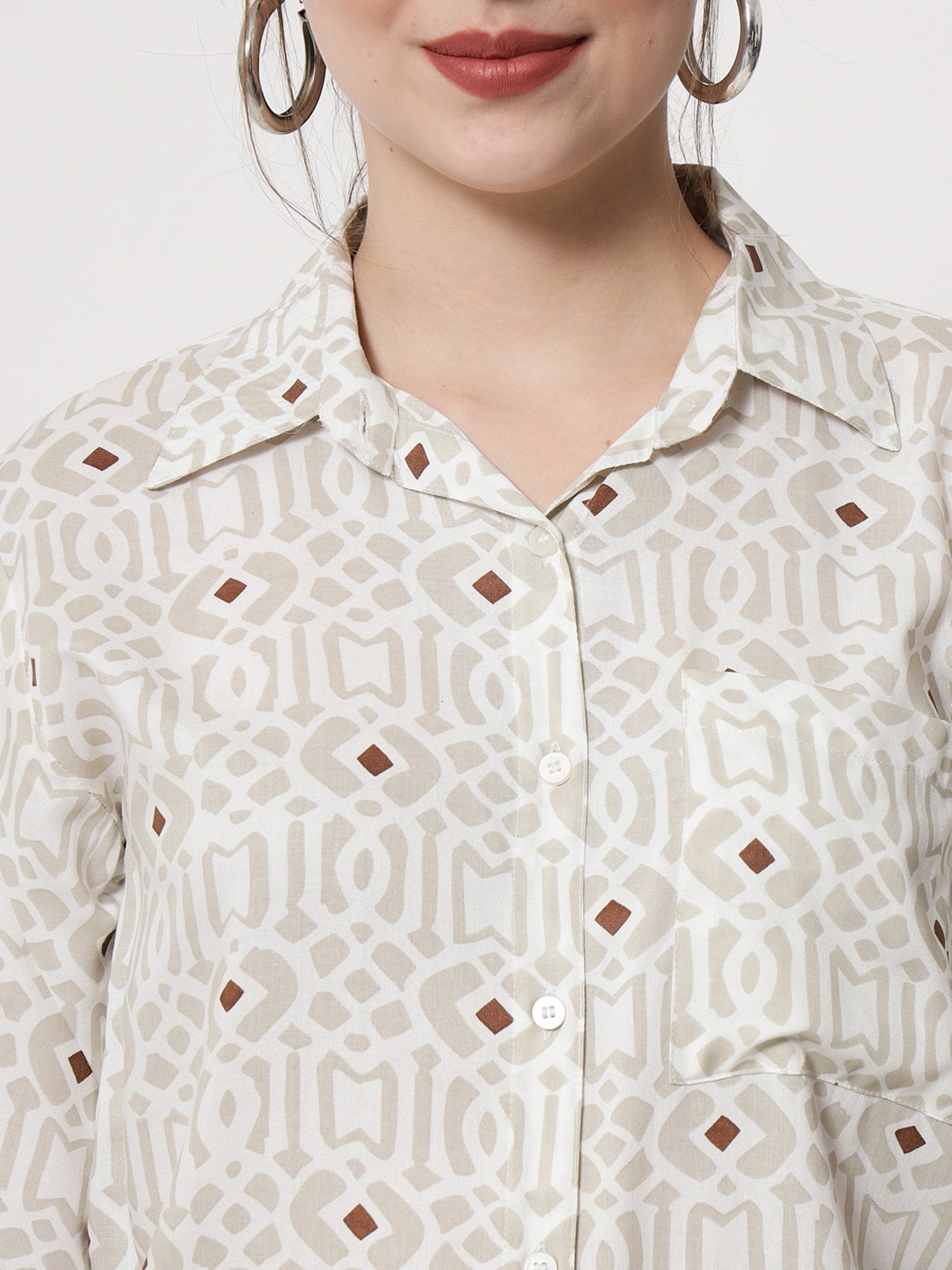 Trend Arrest White Printed Shirt