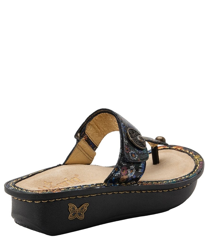 Alegria Carina Carefree Printed Leather Platform Wedge Thong Sandals