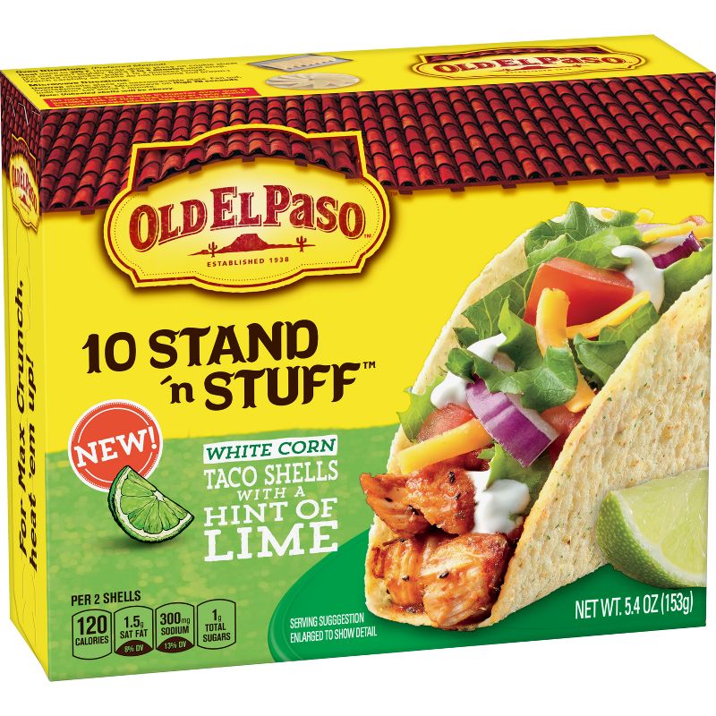 Old El Paso Gluten Free Stand 'N Stuff Hint of Lime White Corn Taco Shells - 5.4oz/10ct