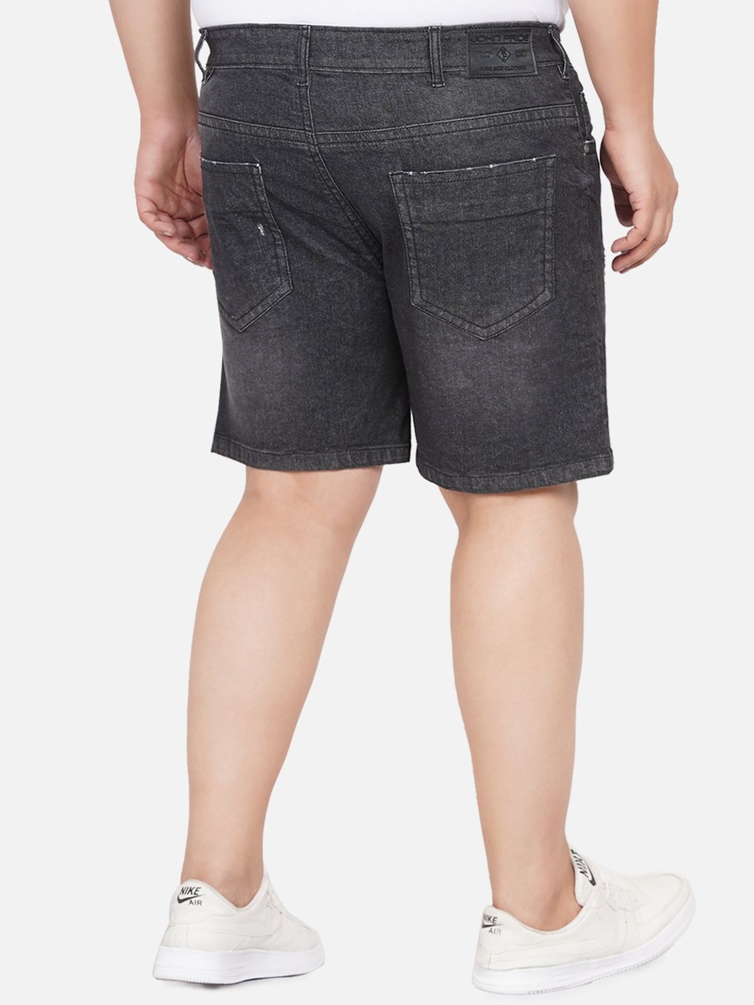 John Pride Charcoal Regular Fit Plus Size Denim Shorts