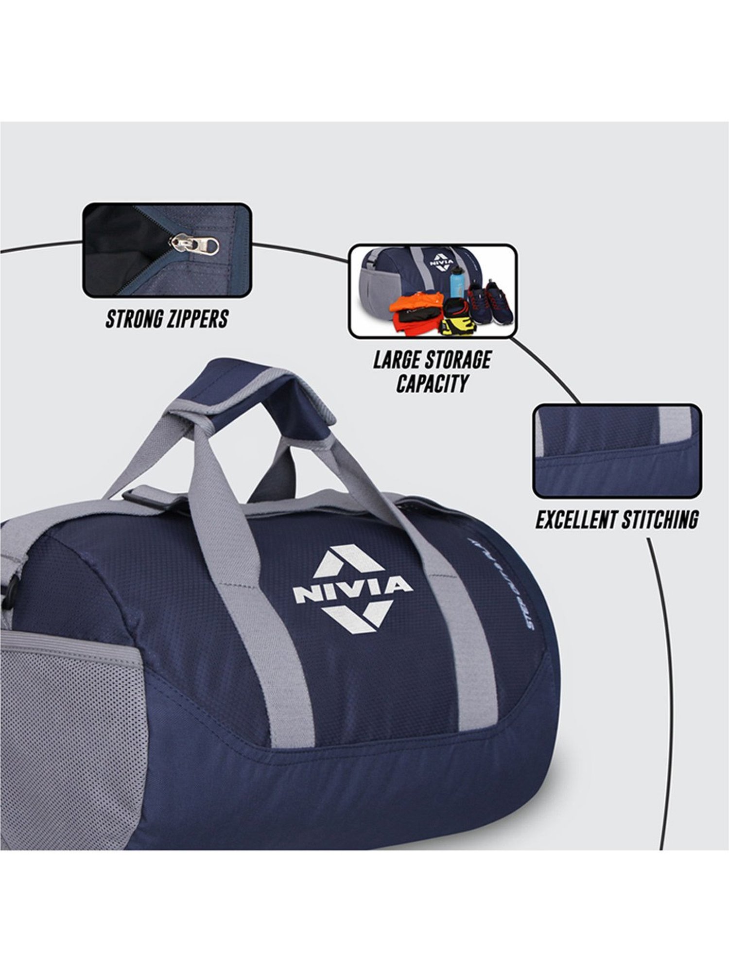 Nivia Beast Gym Bag (Blue) Size - Medium