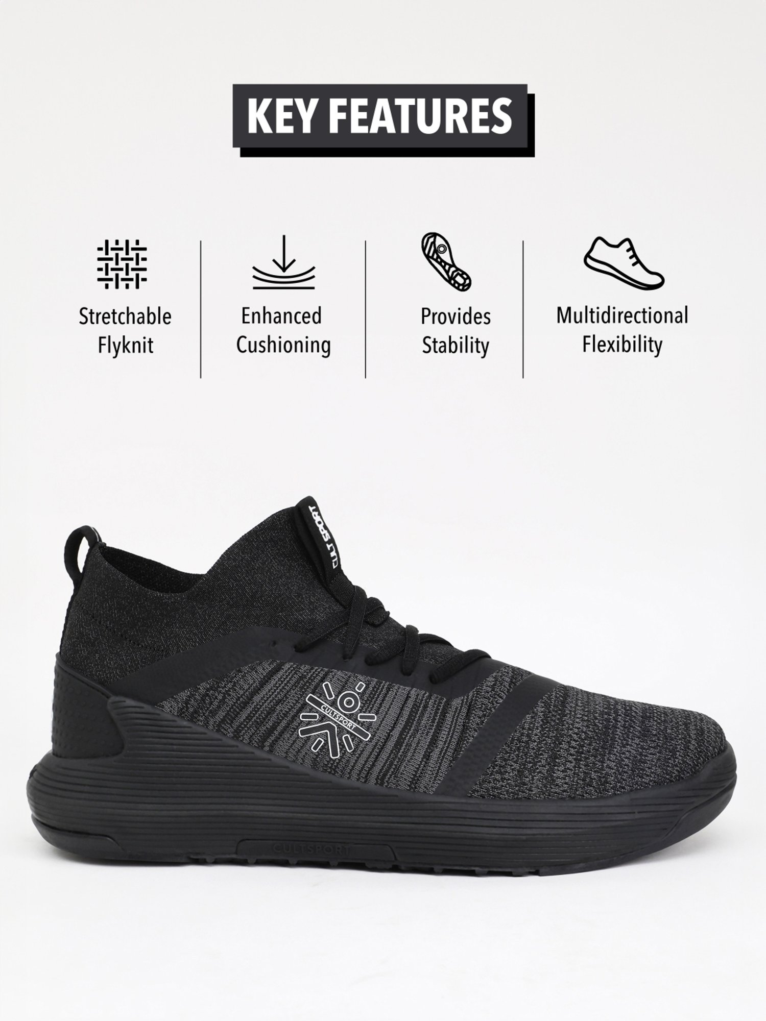 Cultsport Men's Pro-Train Black Running Shoes