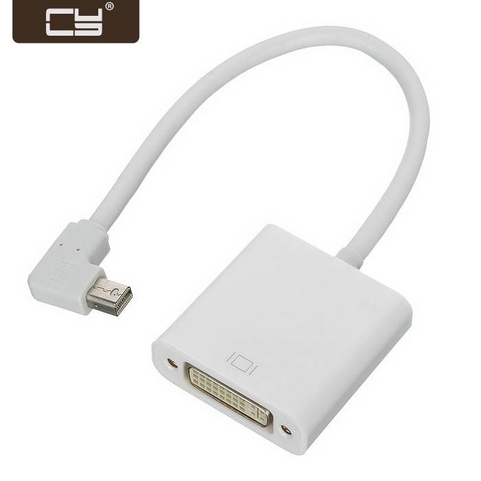 CY White color Right Angled 90 degree Mini DisplayPort DP male to DVI Female Adapter Cable 20cm DP-075-RI
