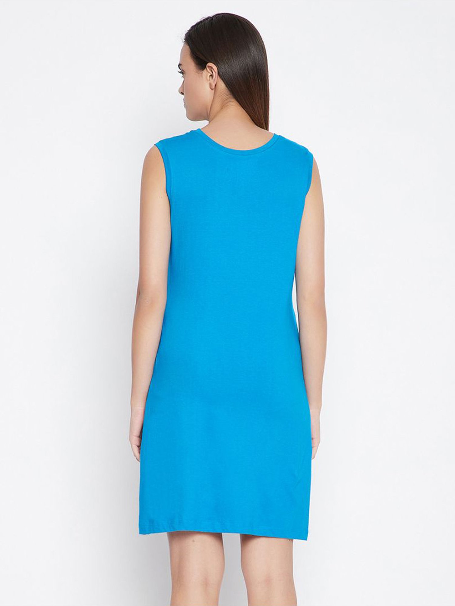 Clovia Blue Graphic Print Night Dress