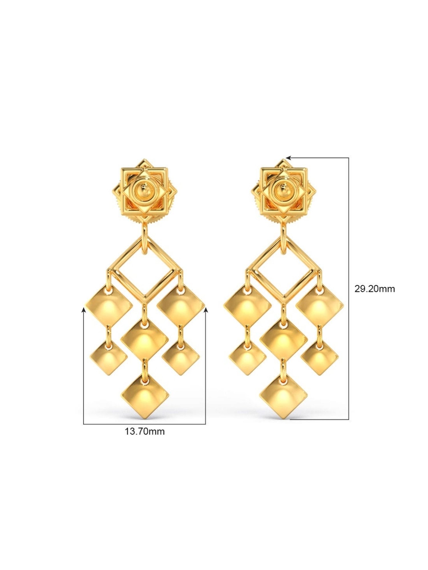 Candere by Kalyan Jewellers Peacock Collection 18k Yellow Gold Dangler Earrings for Women