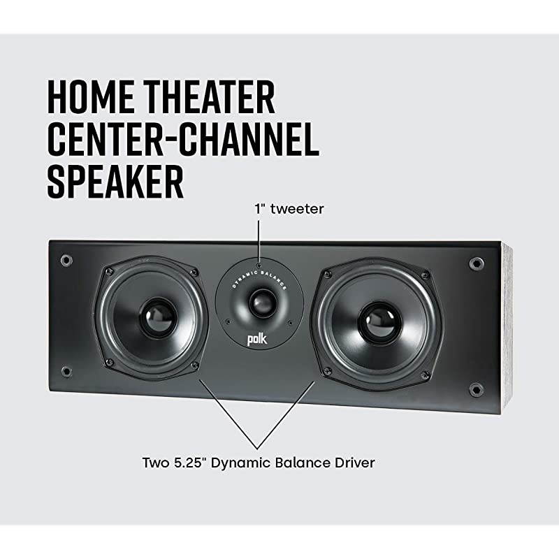 T30 100 Watt Home Theater Center Channel Speaker - Hi-Res Audio with Deep Bass Response | Dolby and DTS Surround | Single, Black