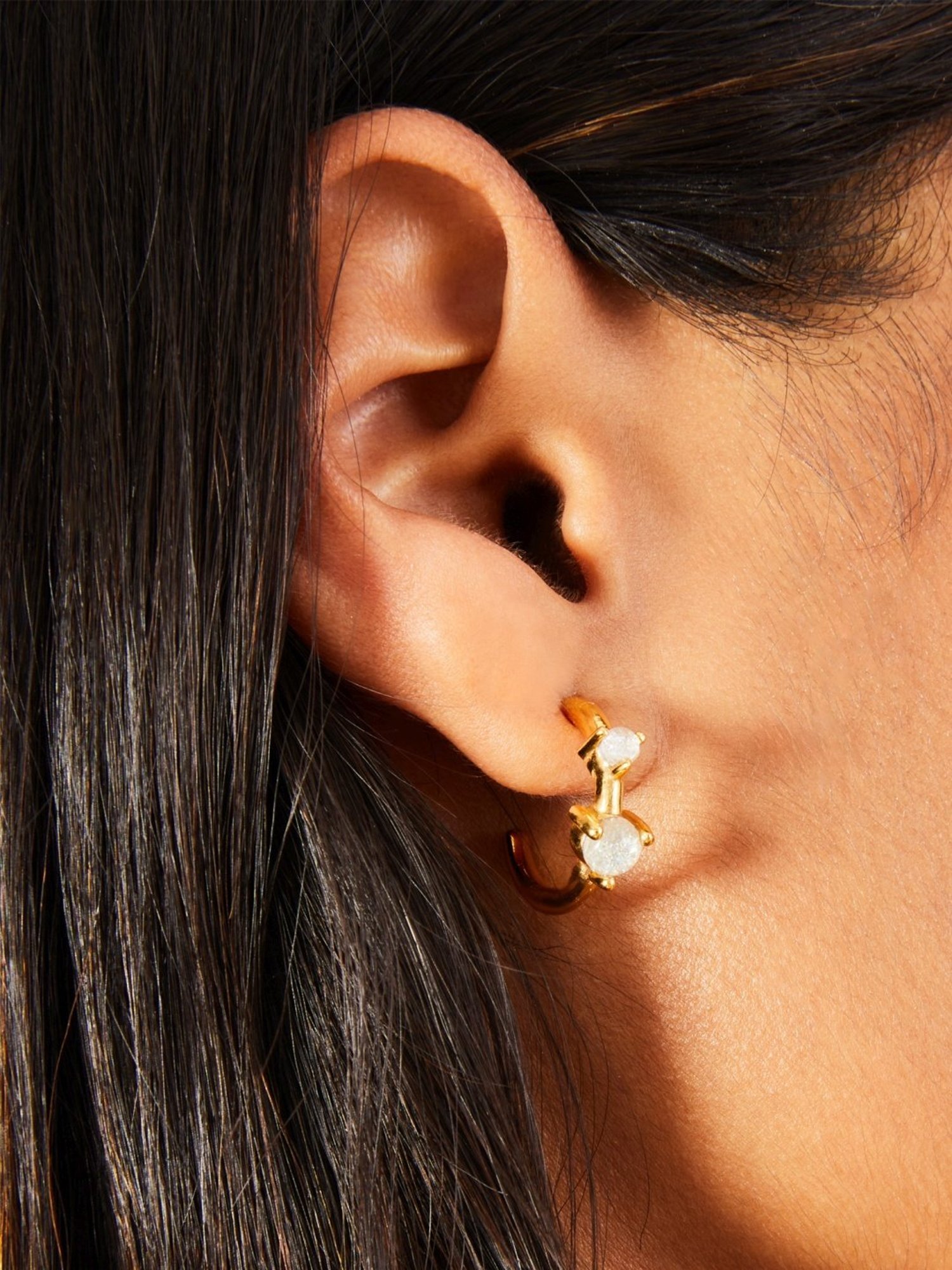 Accessorize London Real Gold-Plated Faux Opal Chunky Hoops