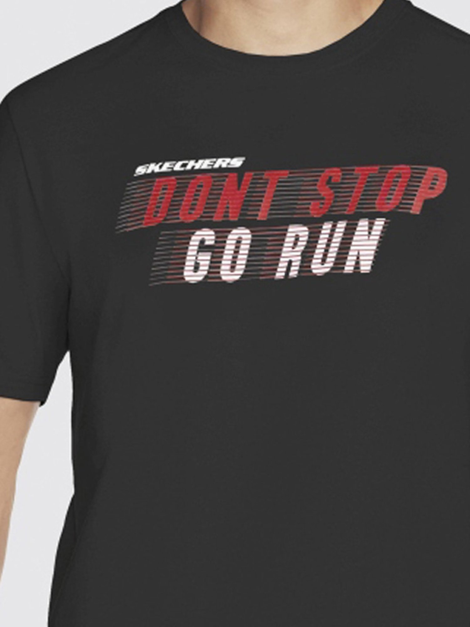 Skechers Black Relaxed Fit Printed T-Shirt