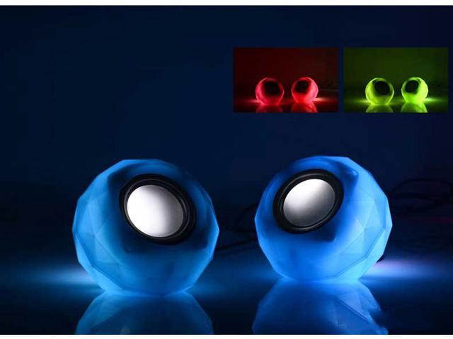 Corn Electronics 2.0 Channel USB Powered LED Light Mini Speakers 3.5mm USB Multimedia Small Audio Desktop Laptop Speaker - Blue