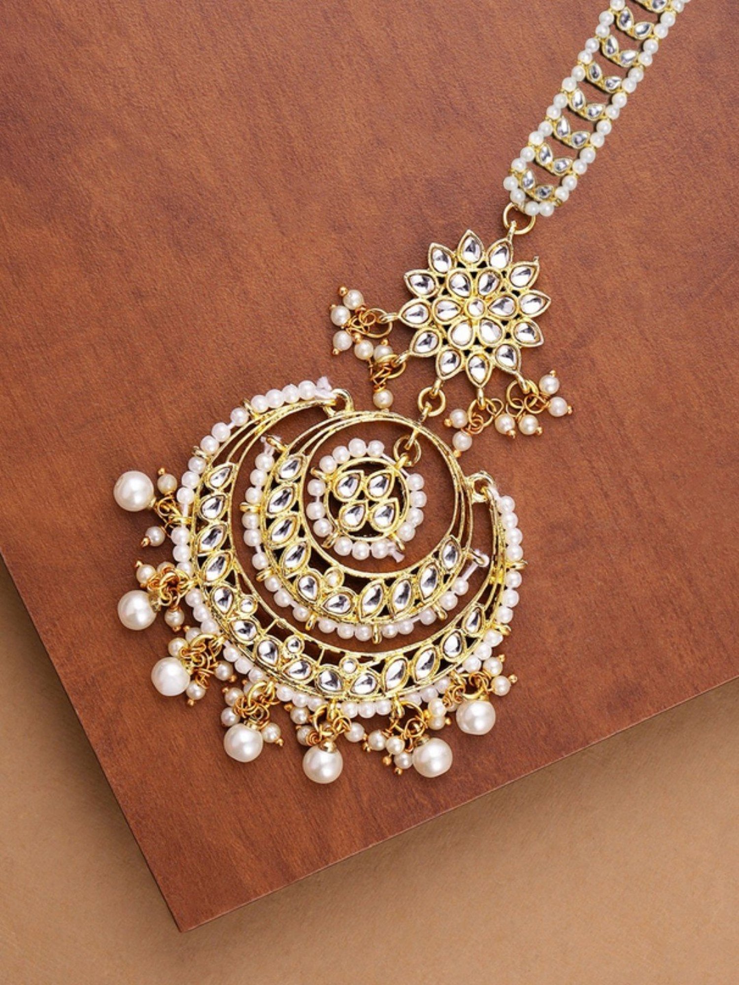 Oomph Gold Tone Kundan Wedding Maang Tikka