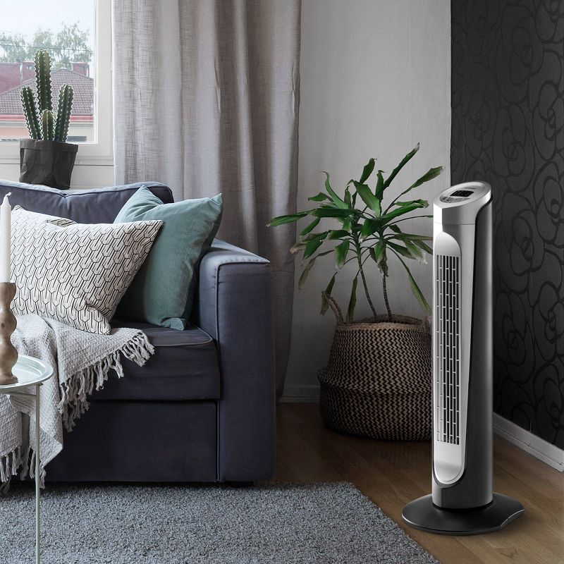 32" Oscillating Tower Fan Black/Silver - Holmes