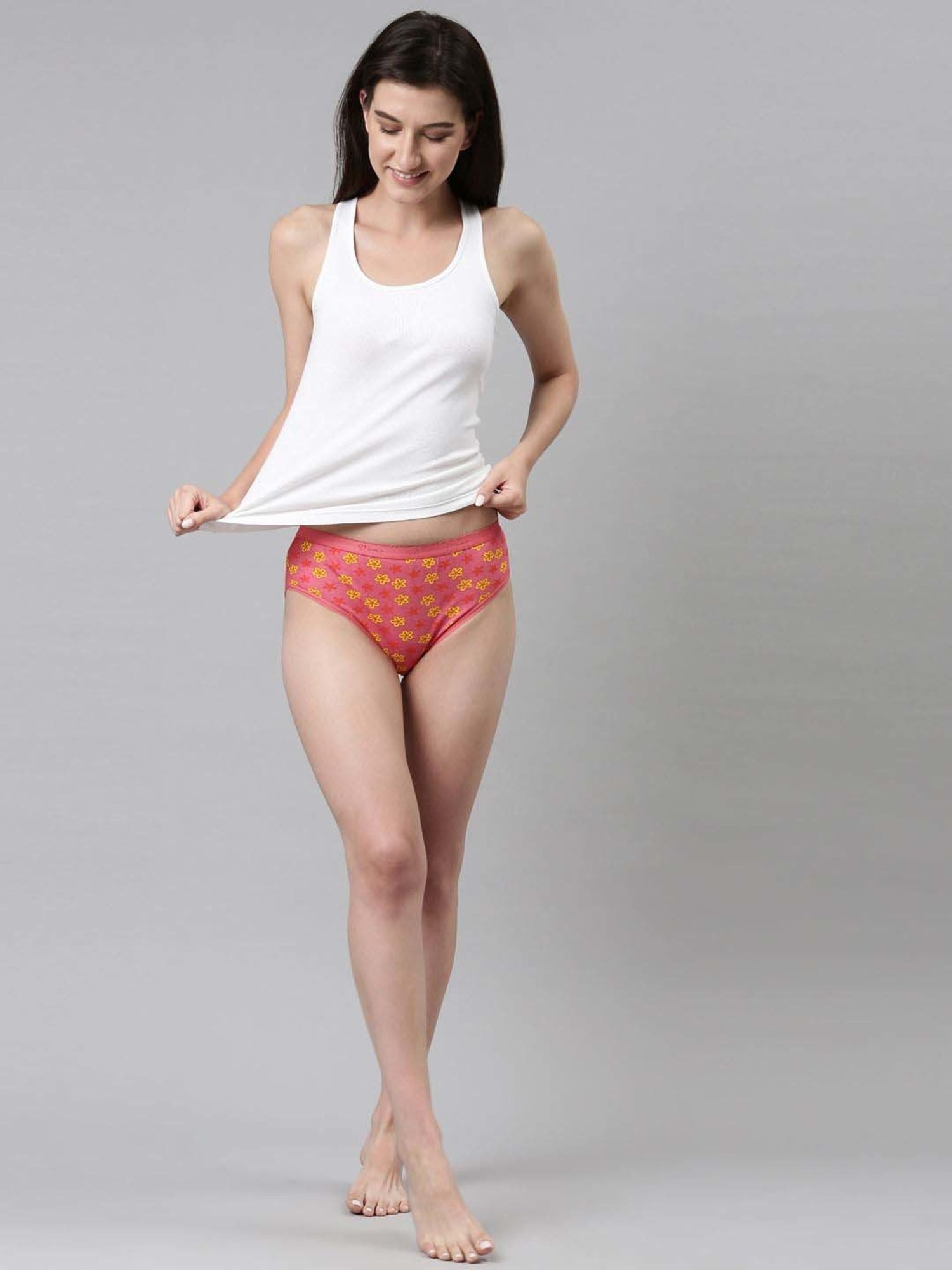 Dixcy Slimz Blue & Pink Printed Hipster Panty - Pack Of 6