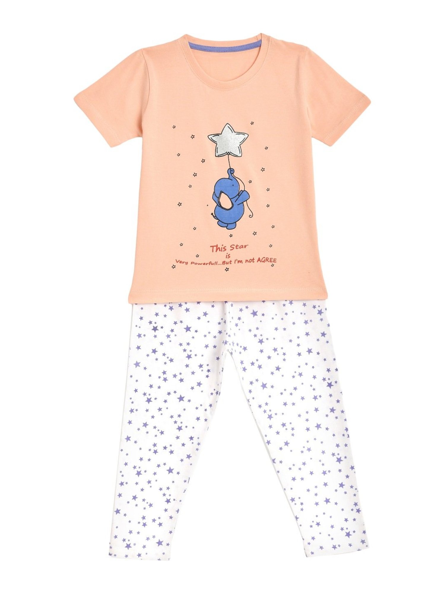 Kids Craft Peach Cotton Printed T-Shirt & Pants