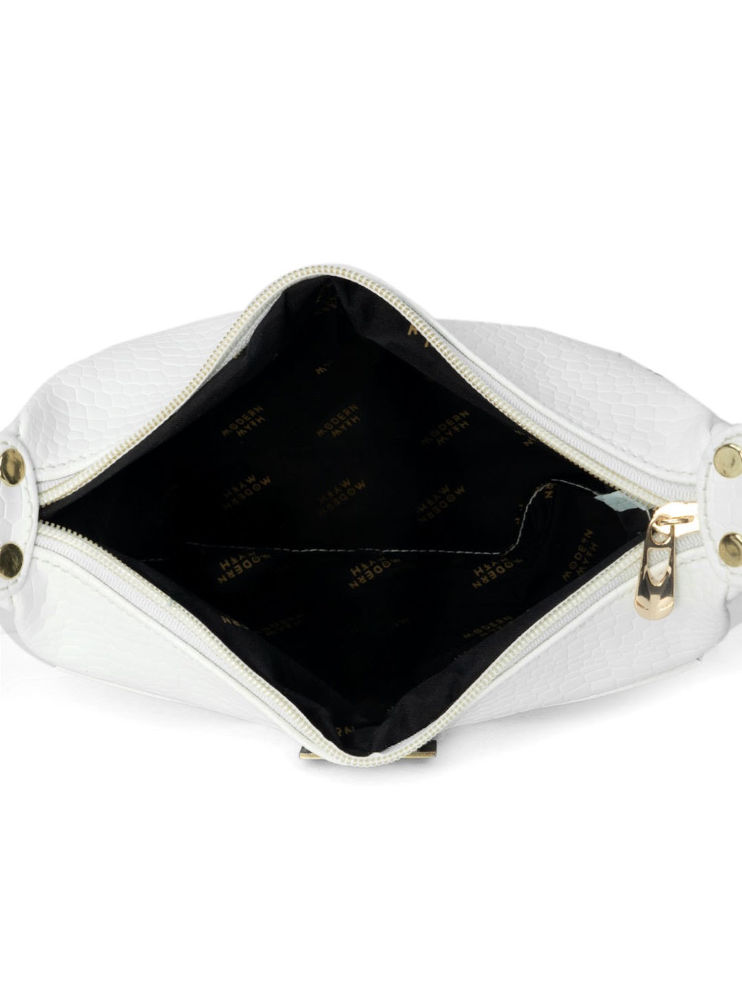 Modern Myth Retro White Textured Medium Shoulder Bag
