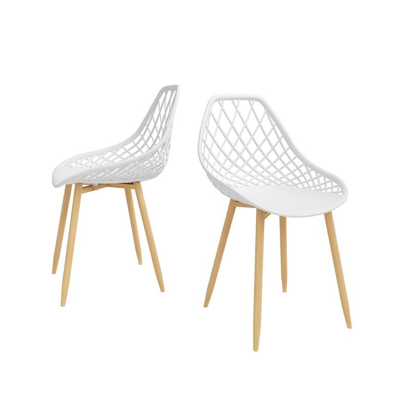 Set of 2 Kurv Dining Chair White/Natural - Jamesdar