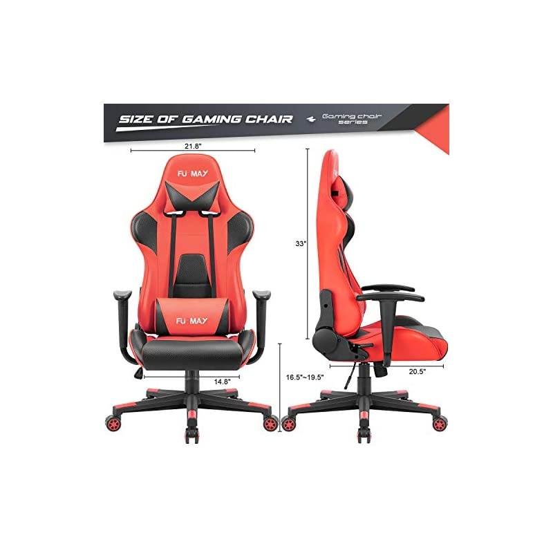 High-Back Gaming Office Chair Ergonomic Racing Style Adjustable Height Executive Computer Chair,PU Leather Swivel Desk Chair (Black/Red)