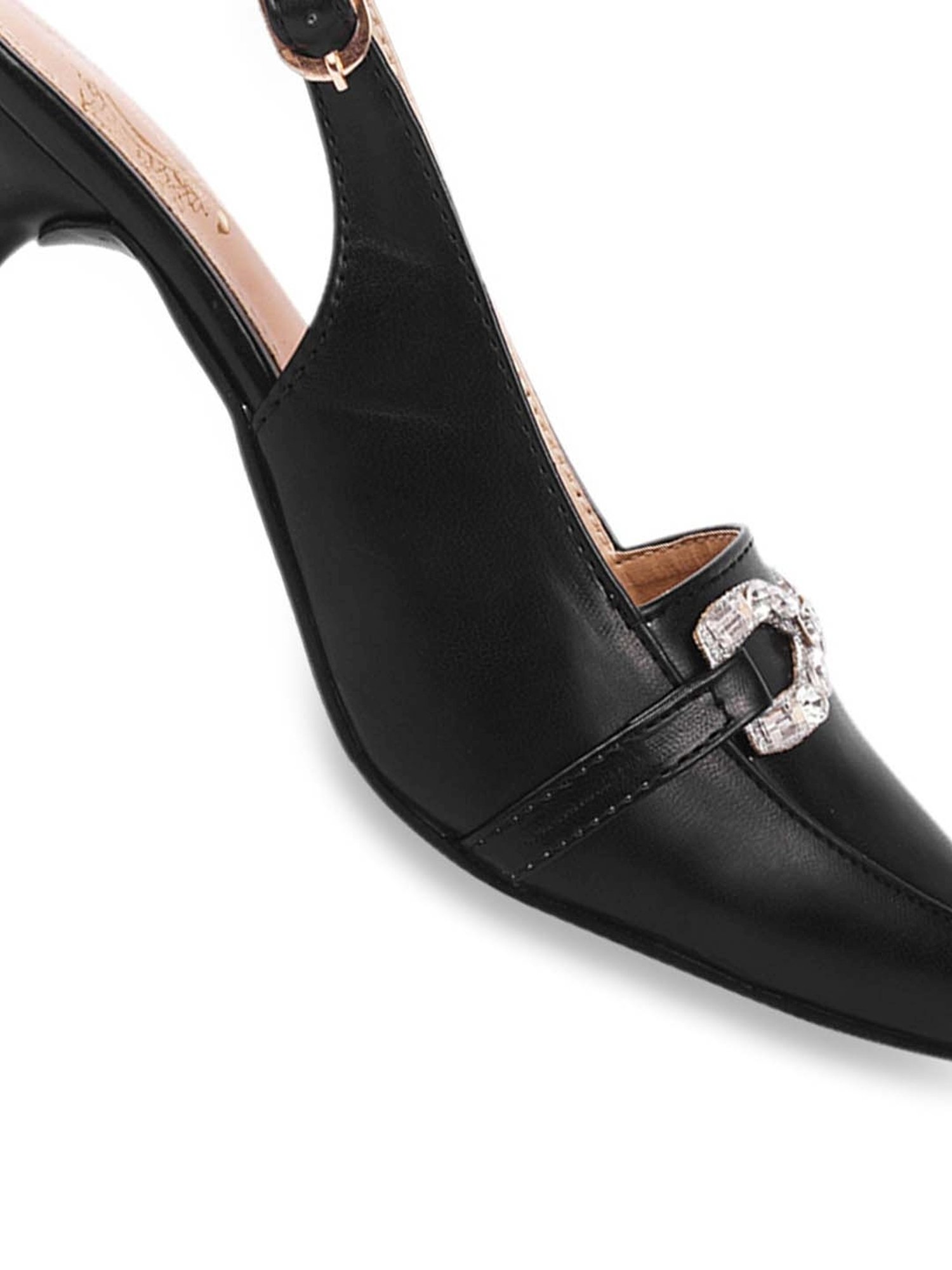 Shoetopia Women's Black Back Strap Stilettos