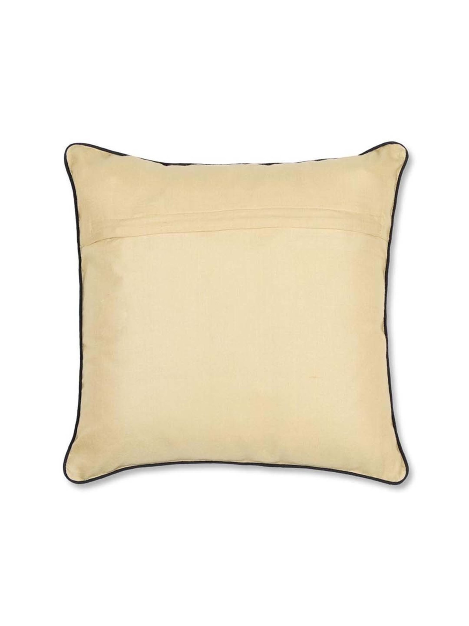 Fabindia Home Madhubani Beige & Black 110 GSM Viscose Silk Cushion Cover