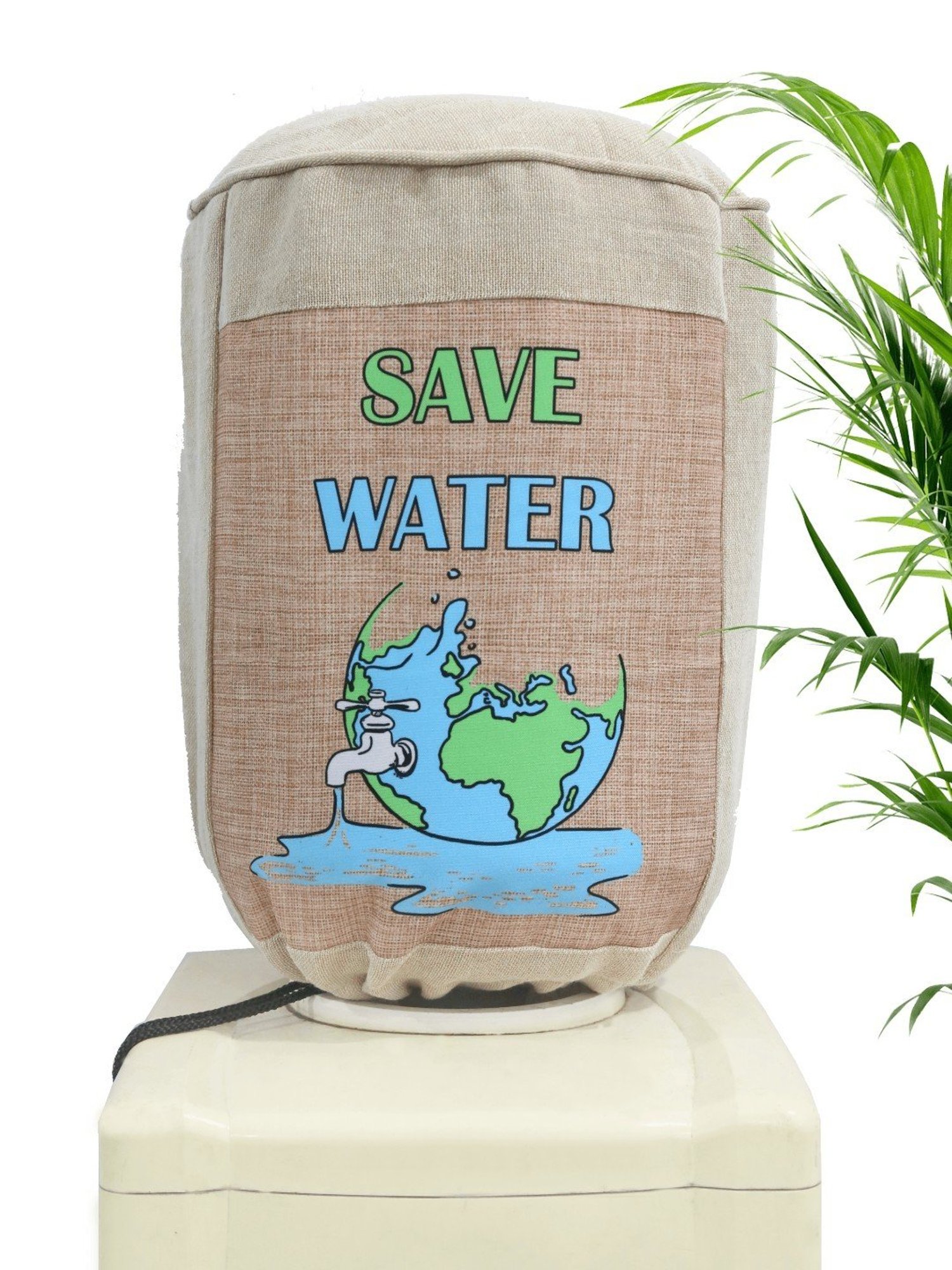 Swayam Printed Beige & Light brown Cotton Water Bottle Cover for 20 Liter Jar